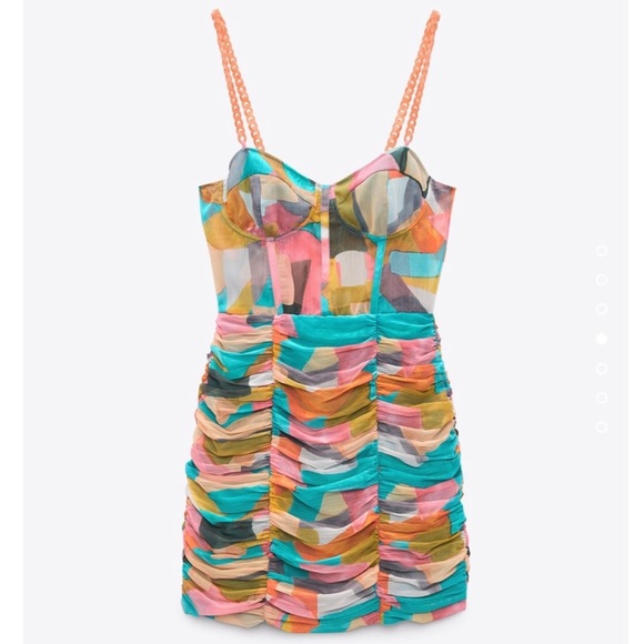 ZARA Chain Strap Multicolored Printed Dress - Picture 6 of 13